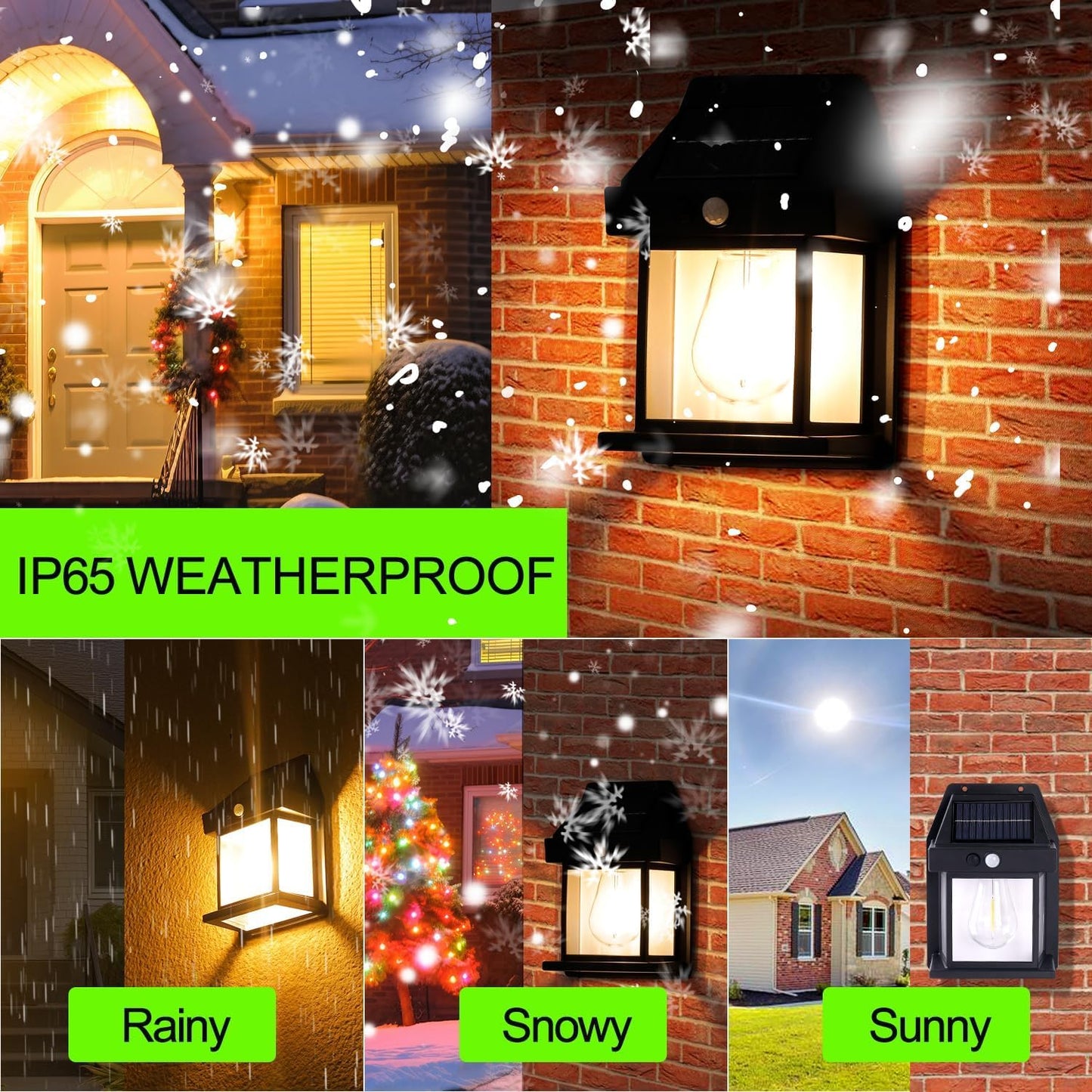 Solar Motion Sensor Fence Wall Lights with 3 Modes IP65 Waterproof Outdoor LED Lantern Sconce Solar Lights for Security Courtyard Garde Garage Decorative (1-PCs Multi)
