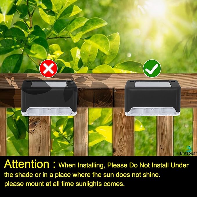 Solar Light Outdoor Garden Waterproof Stair Deck Pool Patio Fence Gate Yard Floor Step Railing Window Balcony Sunlight Pathway (4, Standard)