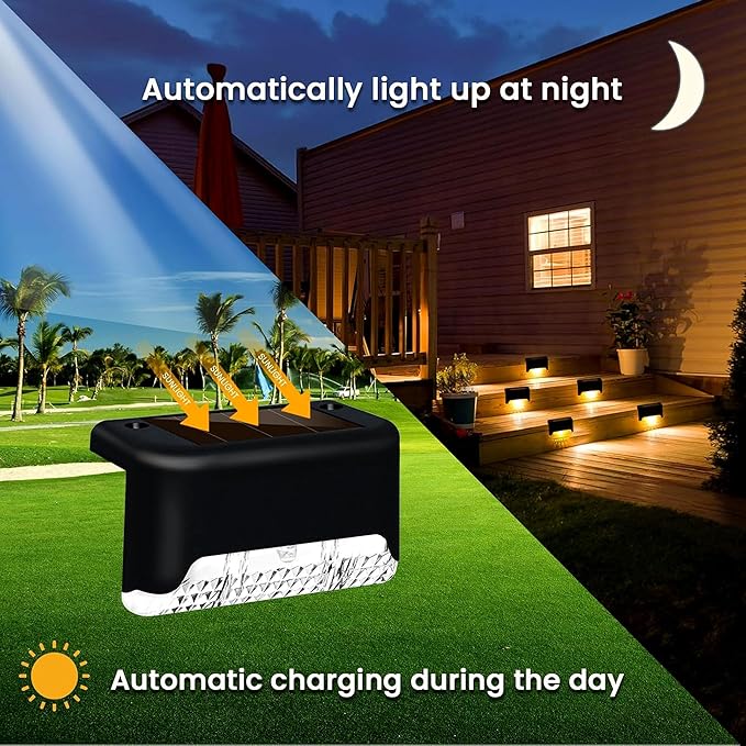 Solar Light Outdoor Garden Waterproof Stair Deck Pool Patio Fence Gate Yard Floor Step Railing Window Balcony Sunlight Pathway (4, Standard)