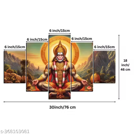 Hanuman Ji Painting for Wall Decor in Living room bedroom and for gifts, Digital Reprint, 30X18 inches