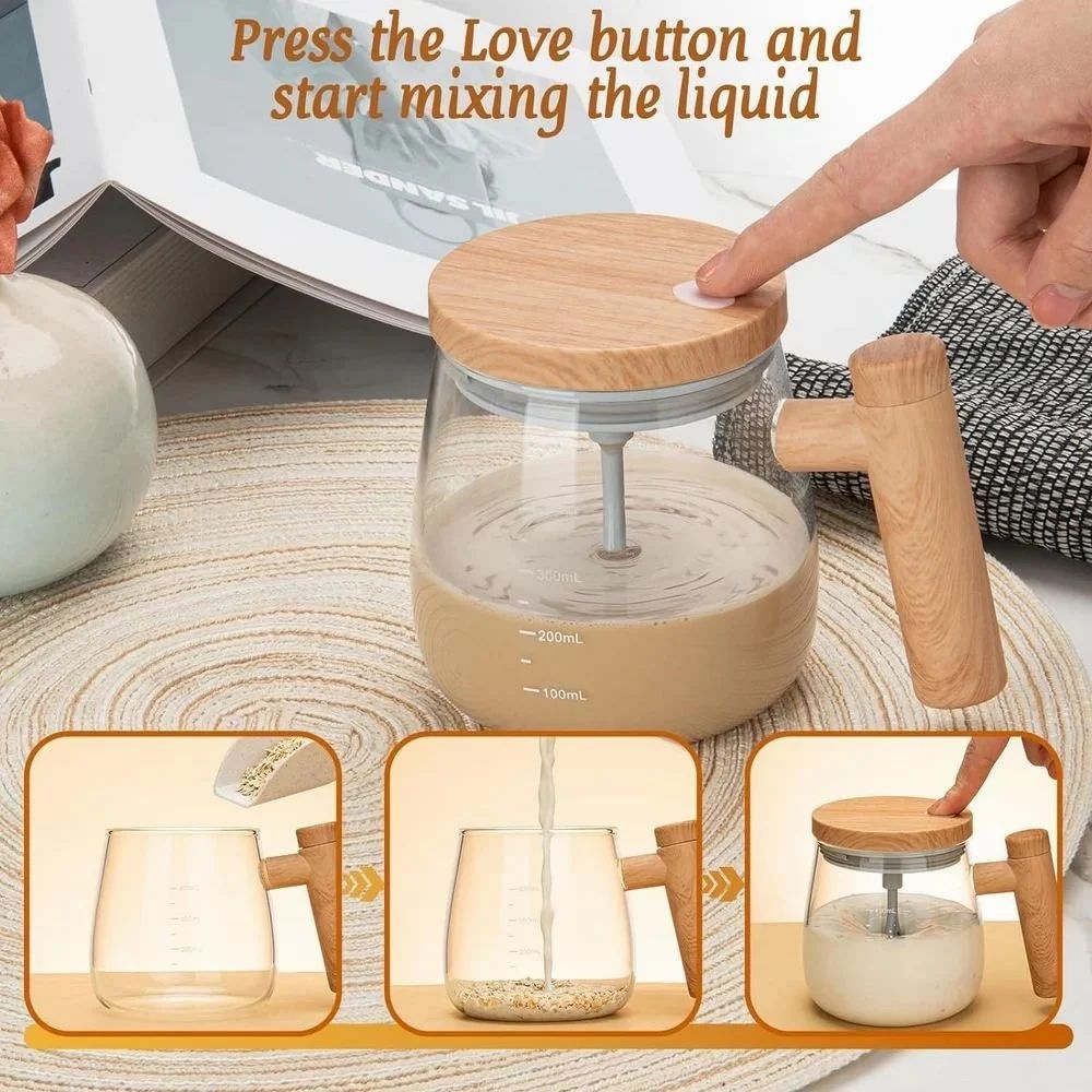 400 mL Glass Self Stirring Mug, For Gifting