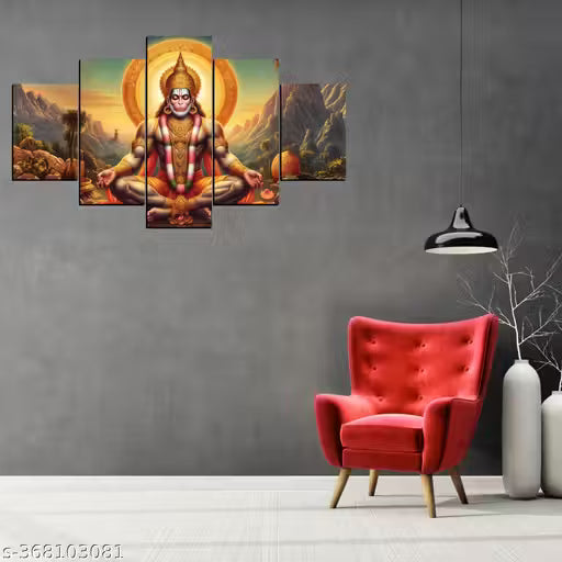 Hanuman Ji Painting for Wall Decor in Living room bedroom and for gifts, Digital Reprint, 30X18 inches